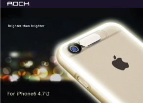 Луксозен силиконов гръб ТПУ с PVC златист бъмпър и лед светлини ROCK за Apple iPhone 6 Plus 5.5 / Apple iPhone 6s Plus 5.5 прозрачен